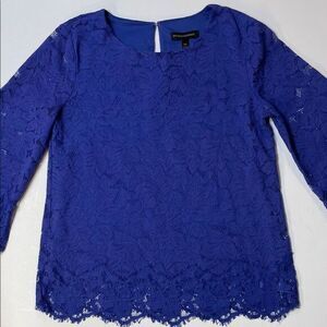 Banana Republic Violet Blue Lace Bell Sleeve Blouse Women’s Sz XS